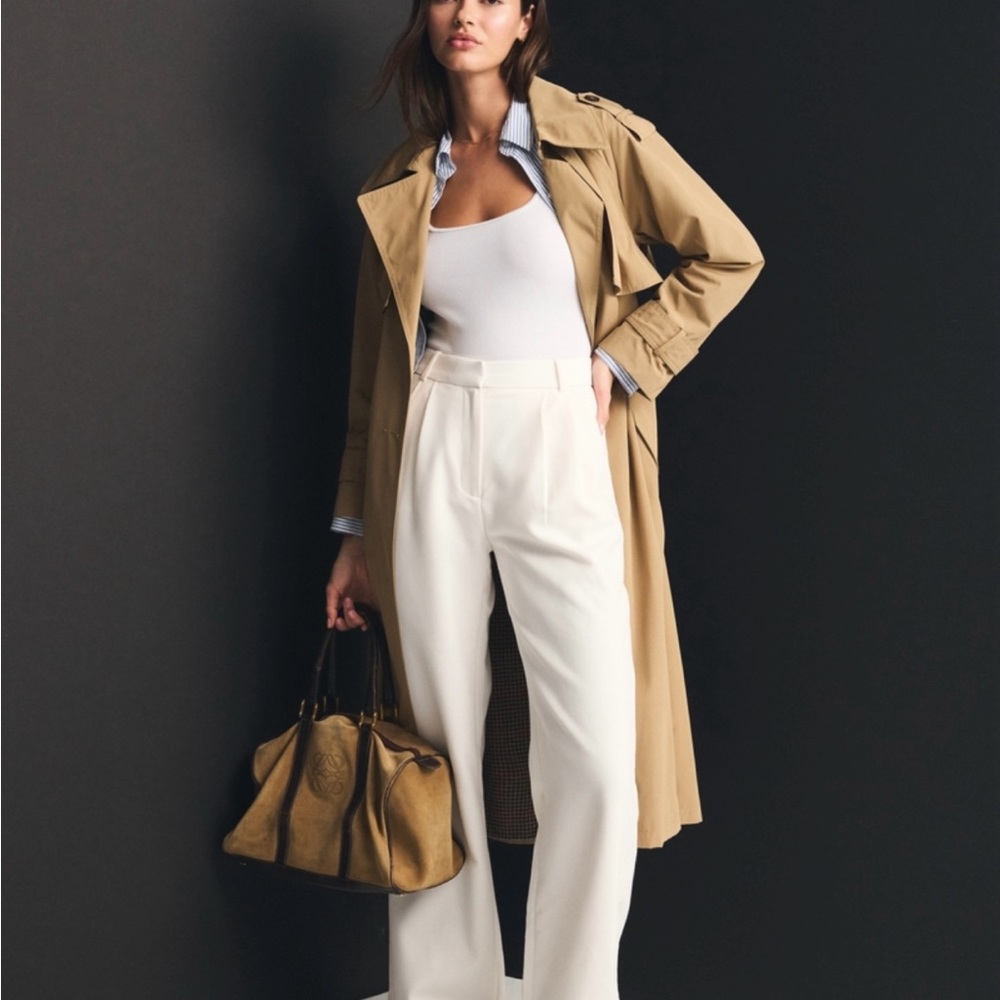 Abercrombie Tailored High-Rise Wide-Leg Pants in White